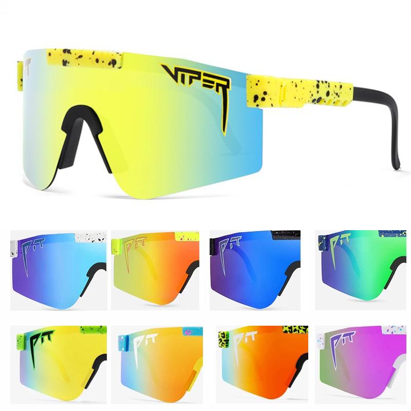 

2021 NEW Mirrored Yellow lens pit viper Sunglasses men sport goggle tr90 frame Glasses uv400 protection with case