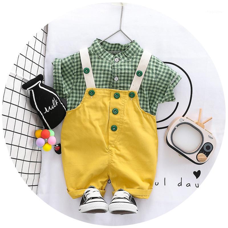 

Baby Clothes Summer Boys Clothing Sets Casual Plaid Shirt + Overalls 2Pcs Sport Suit Children Clothes For Infant Tracksuit1, Shirt and overalls