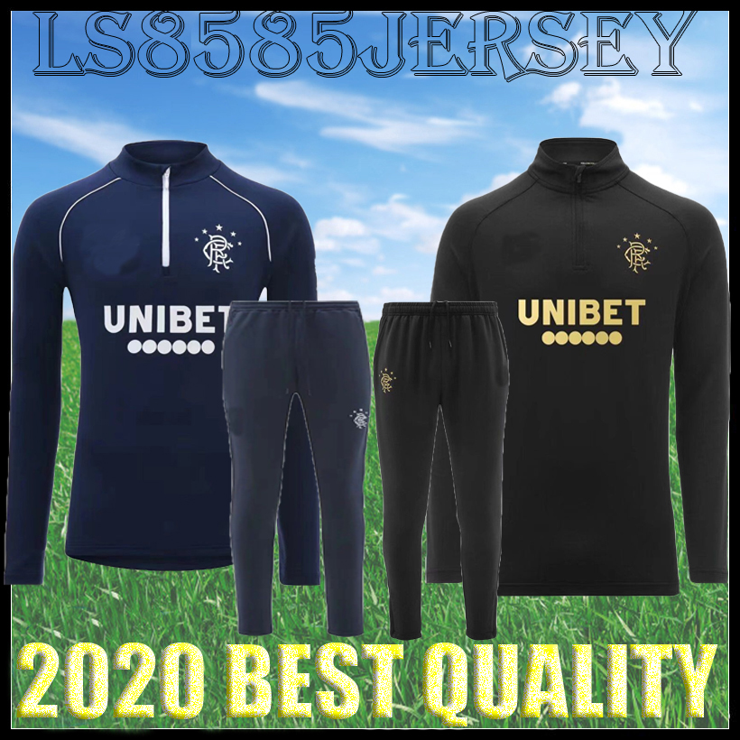 

2020 2021 Glasgow Ranger soccer Tracksuit chandal Gunners 2020 2021 Glasgow Ranger black training suits sports wear top thai quality S-2XL