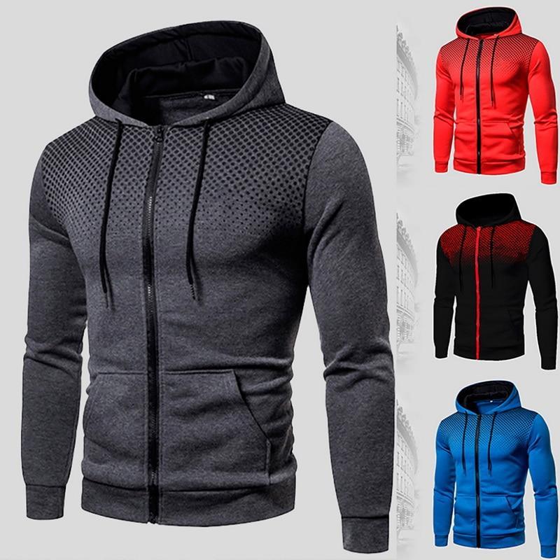 

Men clothing Printing Zip Up Hoodie Hooded Sweatshirt Jacket Drawstring Pullover Outwear Coat Man Hoodies, Black;white