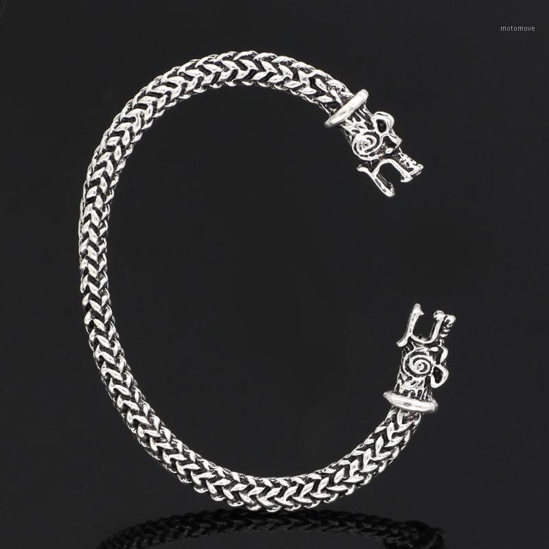 

men nordic viking odin wolf king chain amulet bracelet adjustsize1