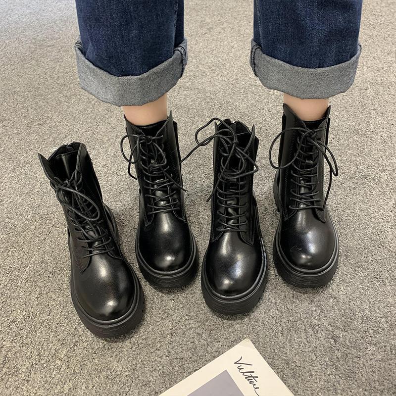 

Shoes Round Toe Women's Boots Autumn Boots-Women Lace Up Luxury Designer Rock 2021 Med Ladies Ankle Rubber Fashion Cotton1