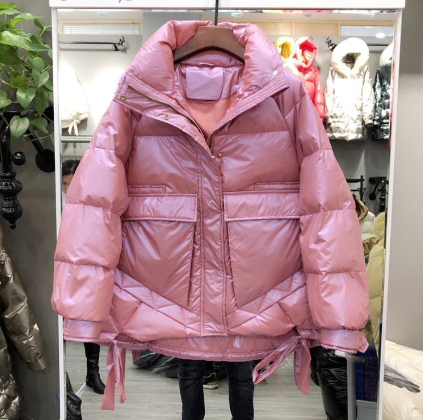 

2021 Bright Winter Short Female 90% White Duck Hot Thick Coat Jacket with Loose Hood Down Parkas P1887 My56, Blue