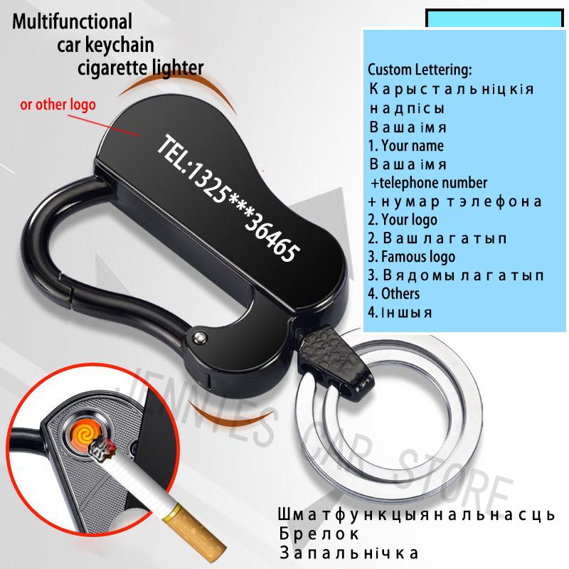 

Custom Lettering alloy Cigarette lighter Keyring Keychain engrave Customized Logo Key Chain For Car logo Women Men gift trinket