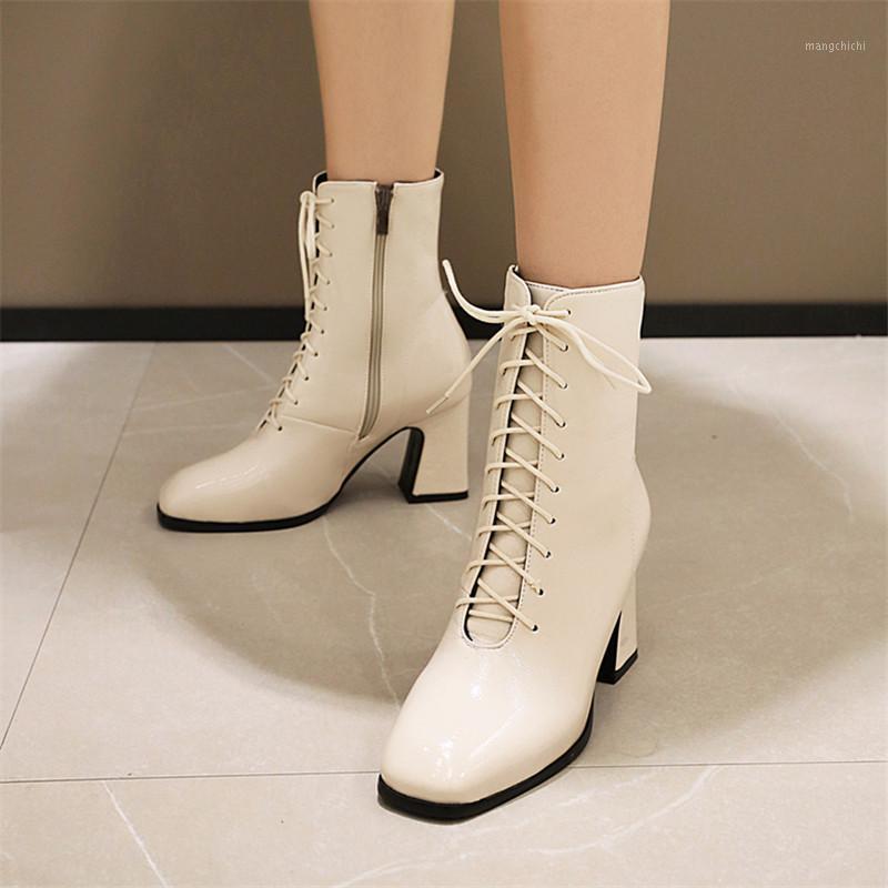 

Ankle Boots For Women Square Toe Fashion Shoes Plush Warm Winter Short Boots Zipper Square Heels Comfortable Lady Shoes beige1, Blue