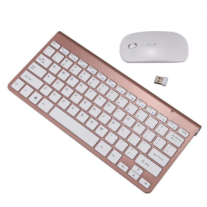 

2.4Ghz Ultra-Thin Wireless Keyboard and Mouse Combo with USB Receiver Mouse Keyboard Set for PC Windows XP/7/8/10(Rose Gold)1