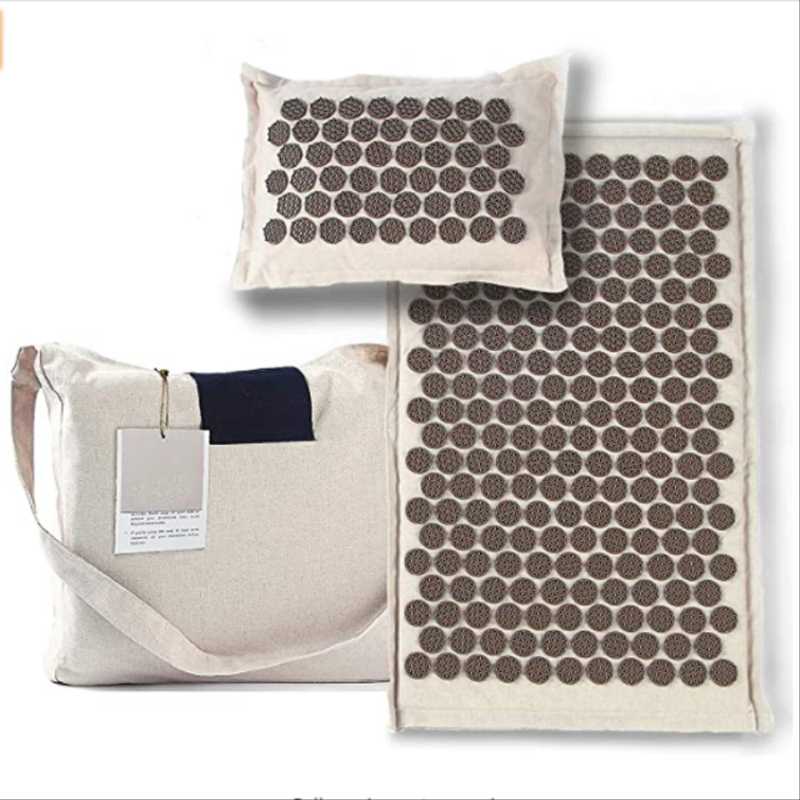 

63*38 Coconut Fiber Acupuncture Pad Back Body Foot Massage Pad With pillow Driving Relaxation Pressure Yoga Massager Shiatsu, Purple