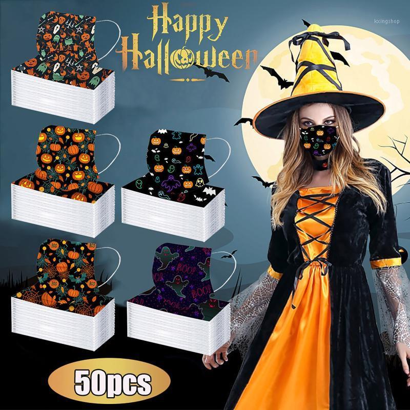 

Disposable Unisex Printed Halloween Soft Masks For Adults 3-Layer Masks Breathable Cosplay Mask For Face Women Mascarilla1
