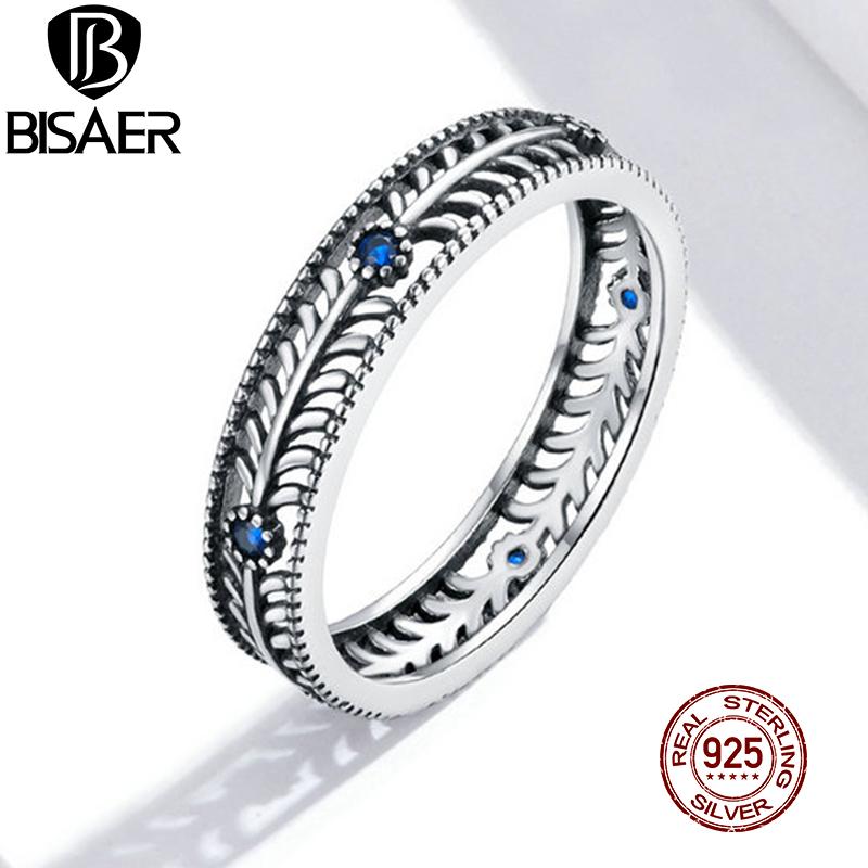 

BISAER Classical Vine Rings 100% 925 Sterling Silver Statement Finger Rings For Women Retro Jewelry Original Design 2020 ECR660