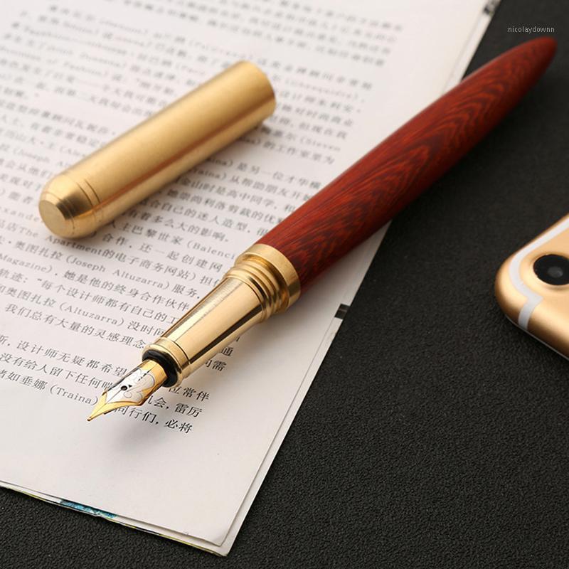 

High Quality Sandalwood Fountain Pen Business Financial Office Student School Stationery Supplies1, Red
