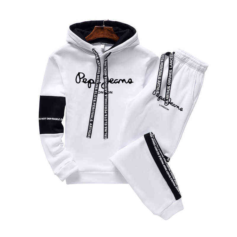 Men's Pepe Print Tracksuit Warm Letter Printing Casual Long Sleeve Hoodies Oversize Sweater Tops and Sweatpant Tracksuit Outfit G1222-image-747718084