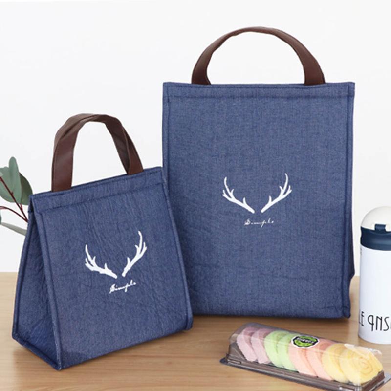

New Lunch Box Bag Denim Thickened Aluminum Foil Thermal Preservation Cooling Box Bag Hand-held Waterproof Lunch Pouch-30