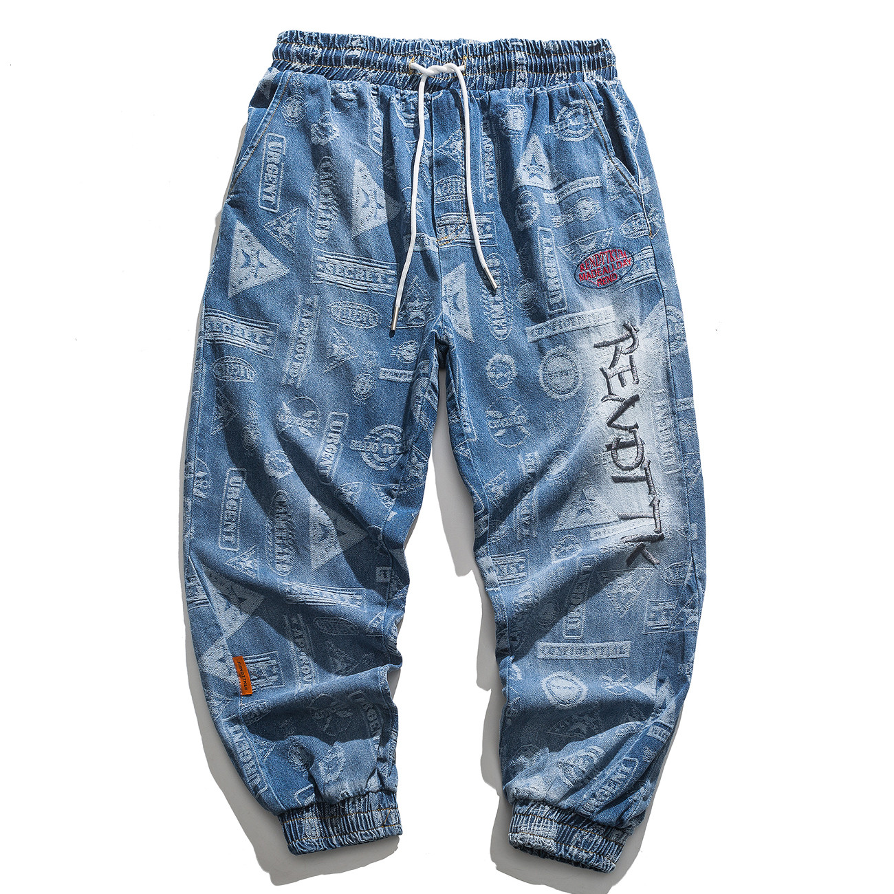 

2021 New Hip Hop Harem Pant Man Casual Streetwear Embroidery Graffiti Elastic Men Trousers Harajuku Oversized Loose Joggers Pants Cotton Flg, Blue