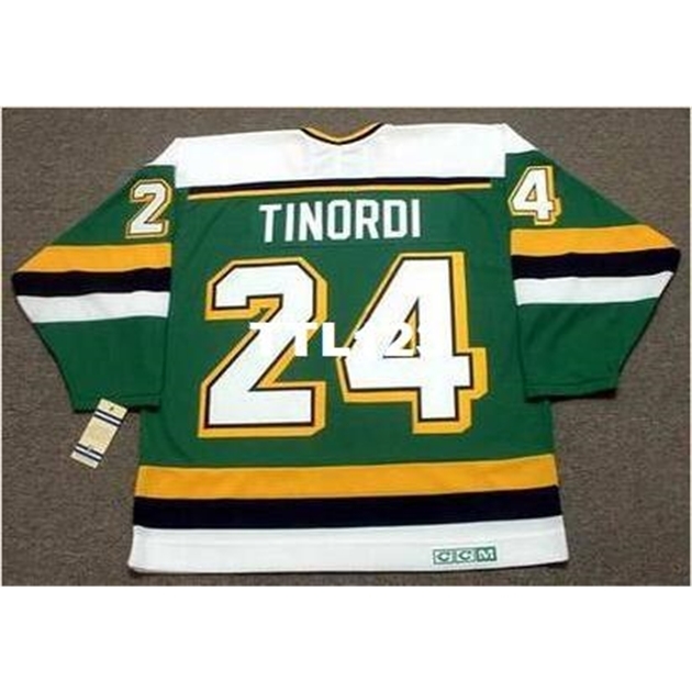 

740 #24 MARK TINORDI Minnesota North Stars 1989 CCM Vintage Home Hockey Jersey or custom any name or number retro Jersey, Green