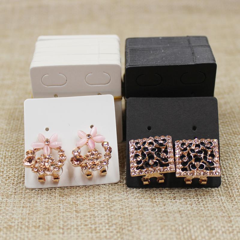 

Jewelry 200 pcs per lot 4*4cm new best-seeling white/black paper card stud earring package tag card for jewelry display packing