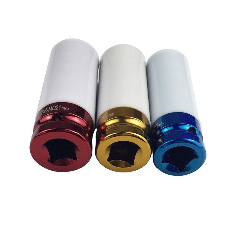 

3Pcs 17 /19/ 21mm Colorful sleeve Tire protection sleeve Wall Deep Impact Nut Socket Alloy Wheel