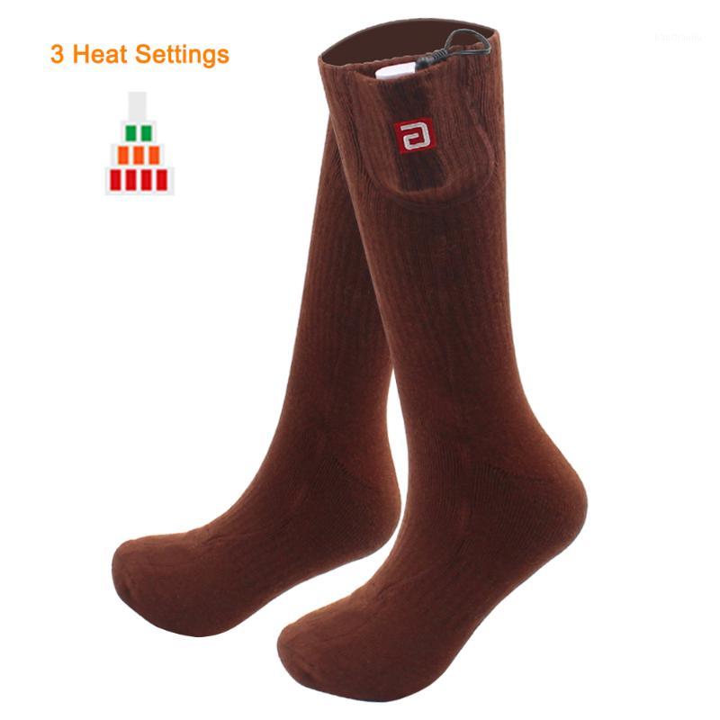 

QILOVE Brown Electric Socks with Heating 3.7V Lithium Battery Cold Winter Thick Crew For Man And Woman1