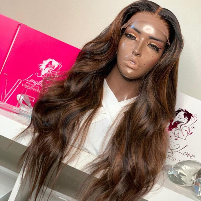 

Maylaysia Highlight Silk Base Lace Front Human Hair Wigs with Baby Hair 180Density Pre Plucked 360 Lace Wigs Wavy Remy for Women, 13x3 lace front wig