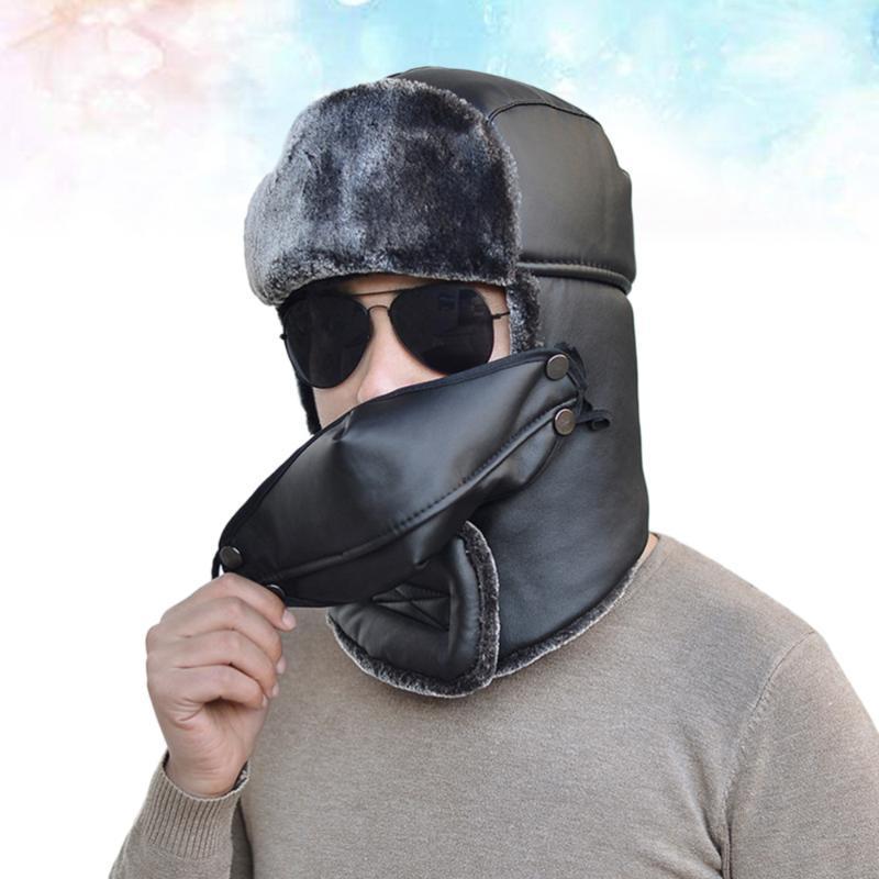 

Winter Warm Men's Hat Plus Thick Windproof Bomber Hats With Ears Women's Fur Hat Earmuffs Beanie Caps New Ski Cap(Black)1