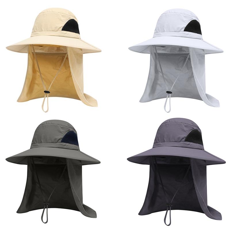 

Fishing Outdoor Sun Hat With Removable Neck Face Flap UPF 50+ UV Sun Protection Bucket Cap Mesh Hat Protect Best Quality, Khaki