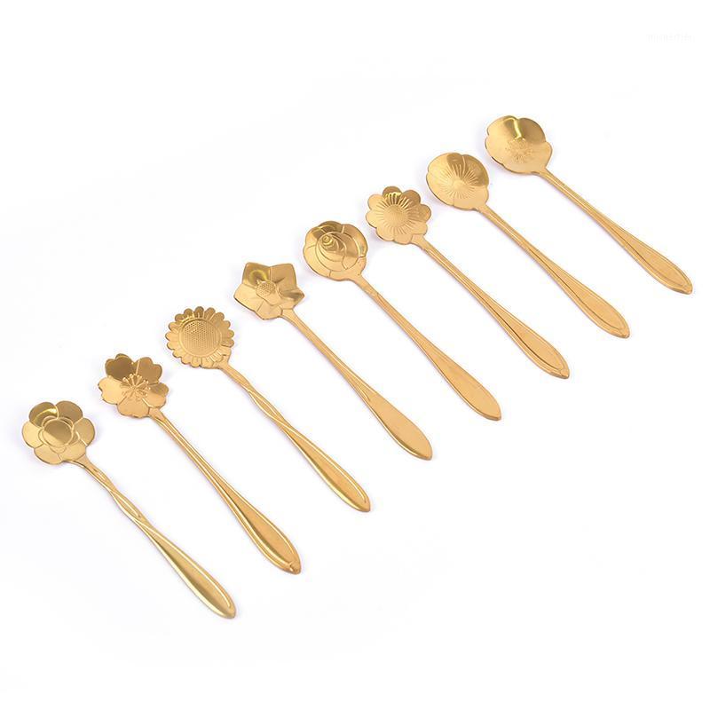 

1pcs Stainless Steel Spoon Vintage Gold Flower Spoons Small Coffee Spoon Fancy Sugar Dessert Teaspoon Bar Cafe Tableware1
