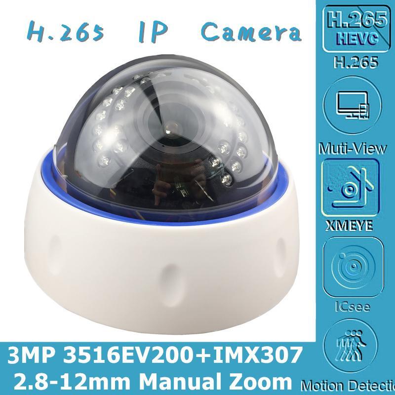 

2.8-12mm Manual Zoom IP Dome Camera Sony IMX307+3516EV200 3MP H.265 Low illumination IRC Onvif CMS Motion Detection RTSP1
