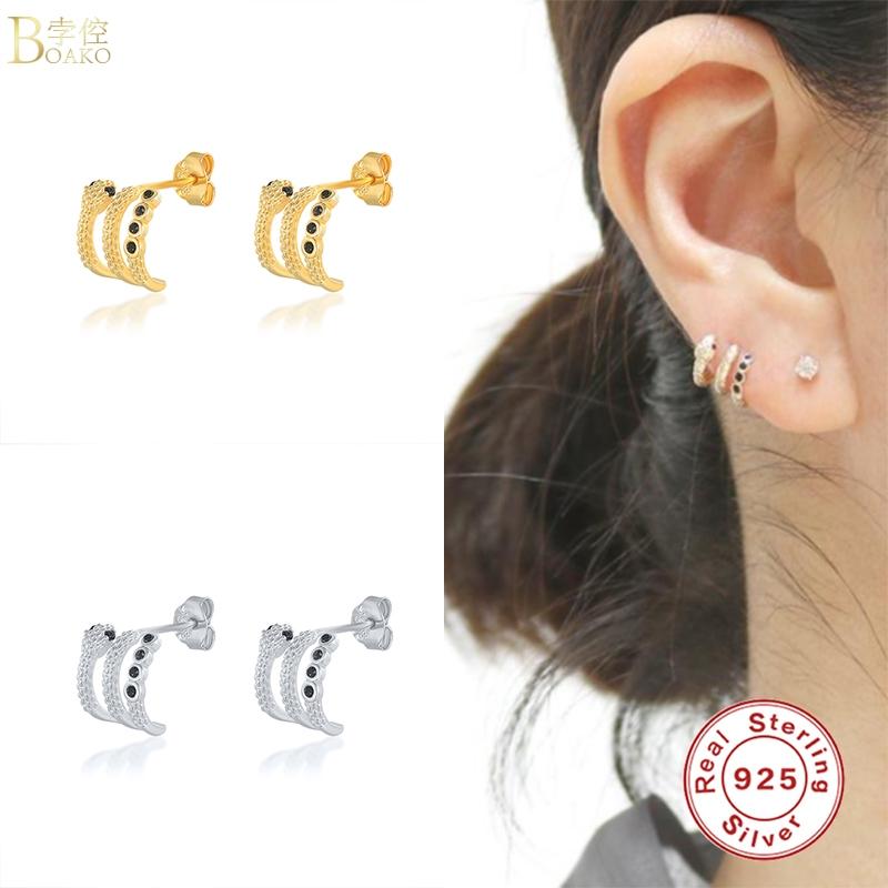 

BOAKO 2021 Trend Earrings Silver 925 Ins Hot Snake Jewelry Stud Earrings Girl Earring Piercing Natural Style Ear Cuff #12.9