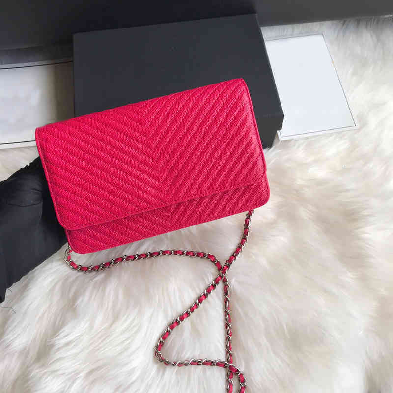 

Classic Caviar Bag Ladies Luxury Hand Cowhide Purse Flip Chain High Quality Messenger Fine v Pattern Shoulder Woc