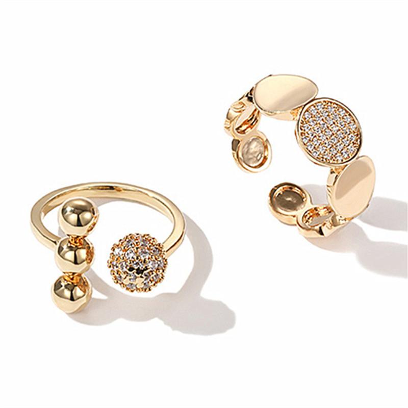 

Ajojewel Golden Open Ring 2021 Bling Rhinestone Round Rings For Women With Ball Trendy Accessories Bague Femme