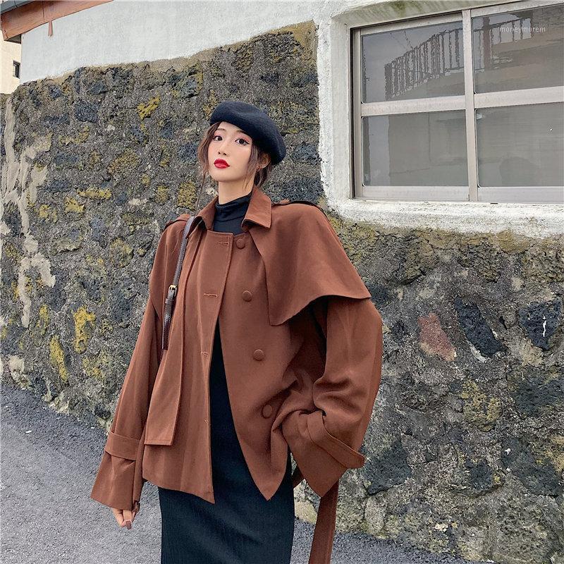 

Windbreaker Loose Classic Regular Solid Trench Coat 2020 Coffee Fashion Chic Waist-Controlled Overcoat Elegance Female1, Photo color