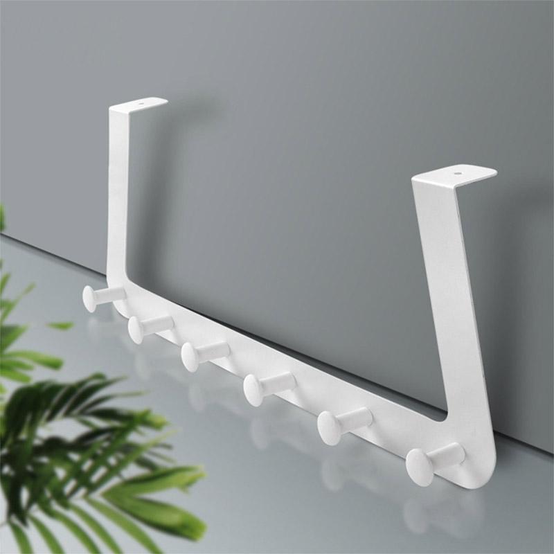

Stainless Steel Over The Door Hooks Coat Hanger Rack 6 Hooks for Cloth Pants Hat Towel AUG889