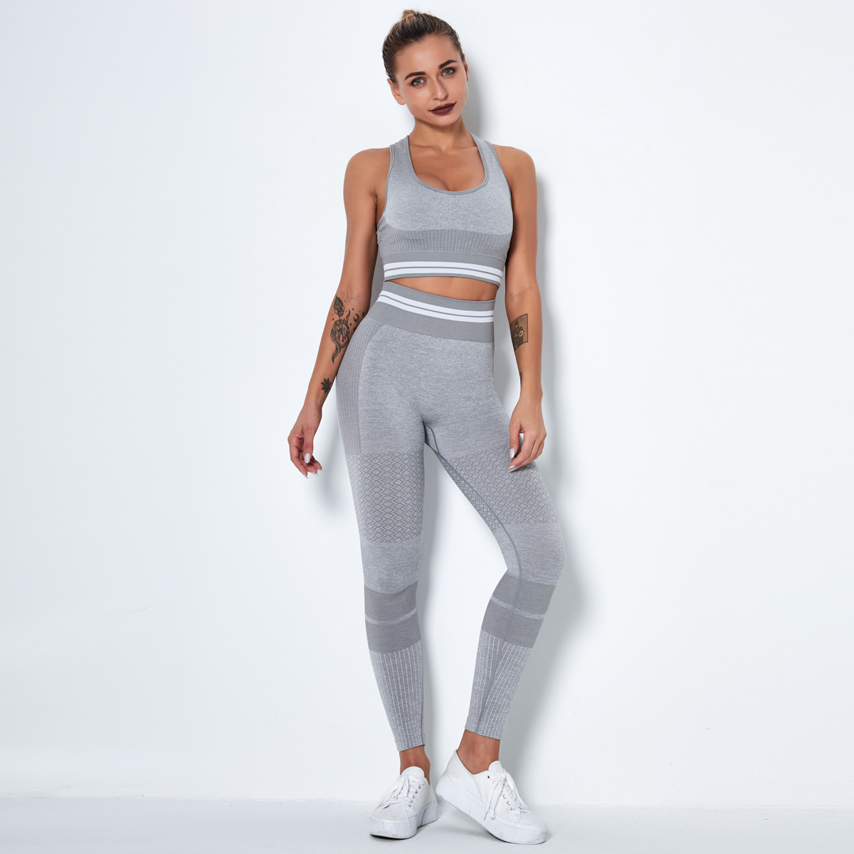 

Yoga long sleeve set gym sexy suit Sport set High Waist Gym Hip lifted Pant Hips Were Bubble Sexy Pants Plus Size, Pink