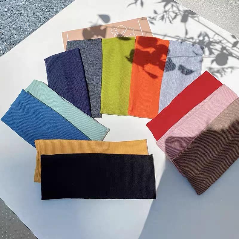 

Cotton Breathable Women Headband Solid Color Wide Turban lastic Hair Bands Soft Solid Bezel Hair Accessories Fashion Headdress