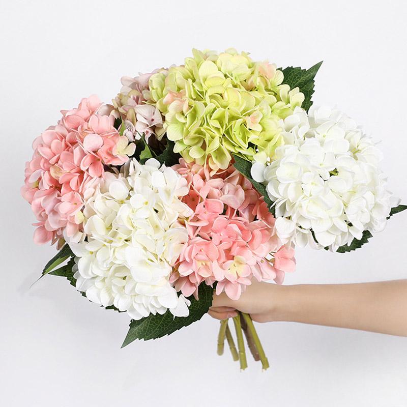 

Artificial flower colorful decorative for wedding party luxury artificial Hydrangea silk DIY flower decoration for home 45CM, White