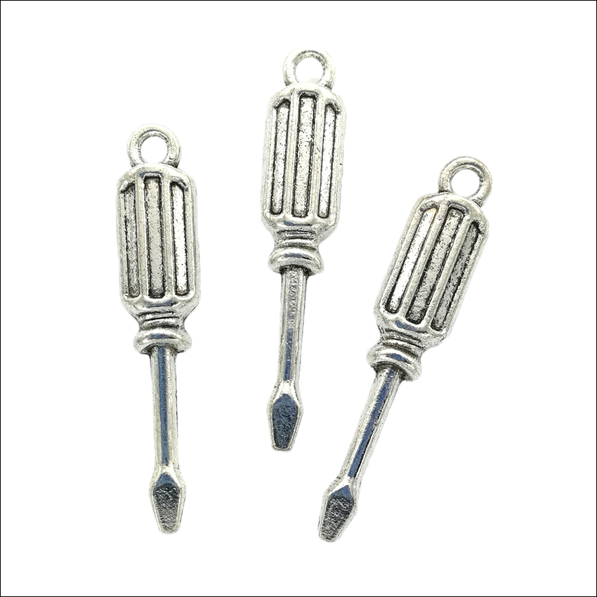 

Lot 100pcs screwdriver Antique Tibetan Silver Charms Pendants for jewelry making Earring Necklace Bracelet Key chain accessories 31*6mm DH0780