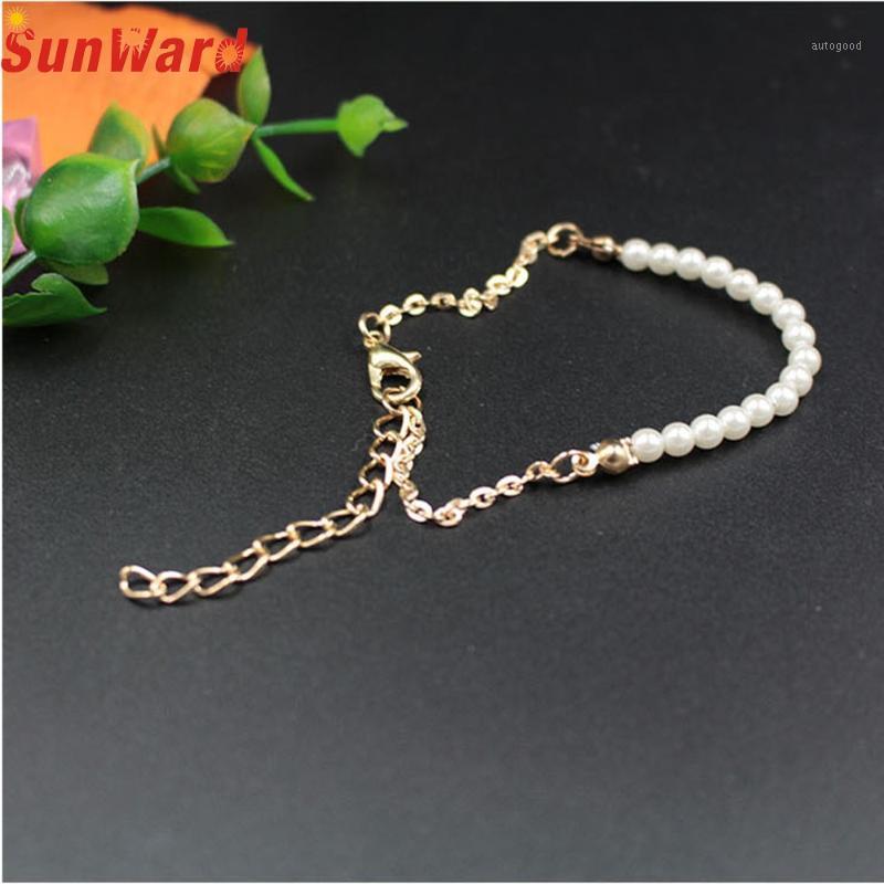 

Charm Bracelets OTOKY 2021 1PC Simple Pearl Bead Elegant Fashion Women Golden Chain Bracelet Bangle Drop Mar51
