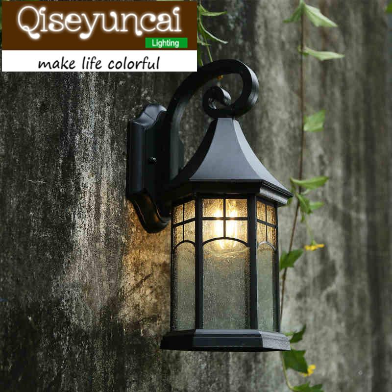 

Qiseyuncai European style Small horn waterproof outdoor LED aluminum wall lamp Retro American courtyard lamp