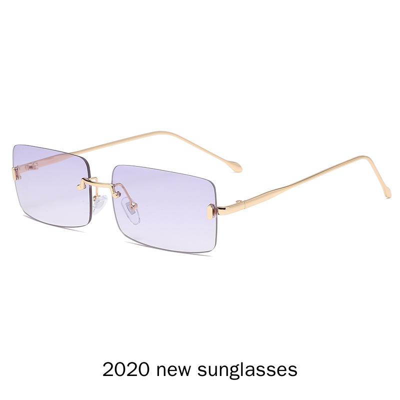 

Sunglasses Women Punk Rimless Sun Glasses Metal Shades Vintage Punk Sunglasses Women Purple Eyewear UV400 NX
