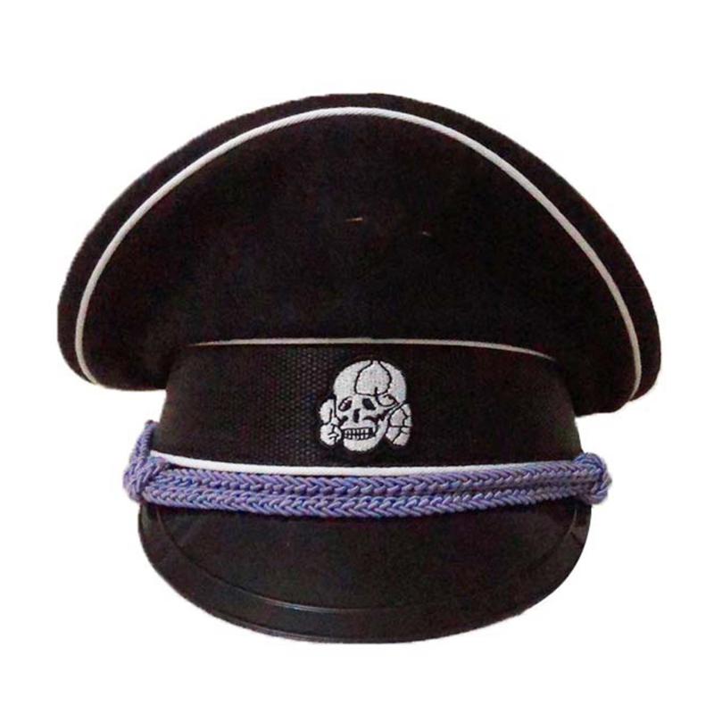 

German Elite Infantry Officer Wool Hat Visor Cap Silver Cord Field Black, As pic