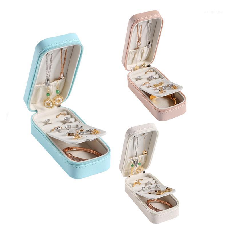 

Portable Rectangular Jewelry Box Earrings Necklace Storage Pu Pouches, Bags, Pink;blue