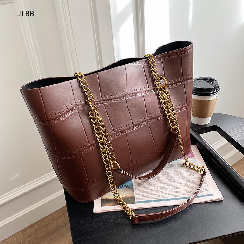 

2021 New Pu Leather Simple Handbags Famous Brands Women Stone Pattern Shoulder Bag Casual Big Tote Vintage Ladies Hand Bags, Black