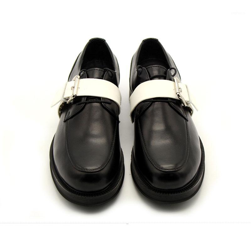 

Round Fashion Brand Handmade Toe Lace Up Office Casual Panelled Leather Party Formal Shoes Men Plus Size 34-451, Black