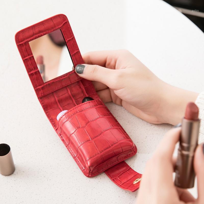 

Small Cosmetic Bags Women Clutch Purses With Mirror Retro Alligator Pattern Leather Mini Lipstick Bag Lady Makeup Bag Organizer1, Red