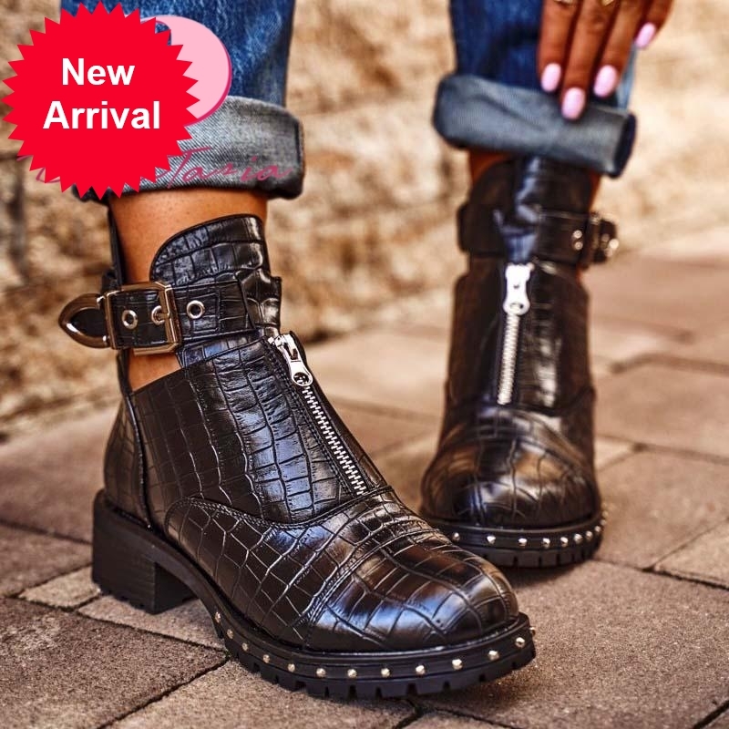 

2021 The New Big Size 35-43 New Chunky Ladies Heels Fashion Woman's Boots Shoes O9dx, Black