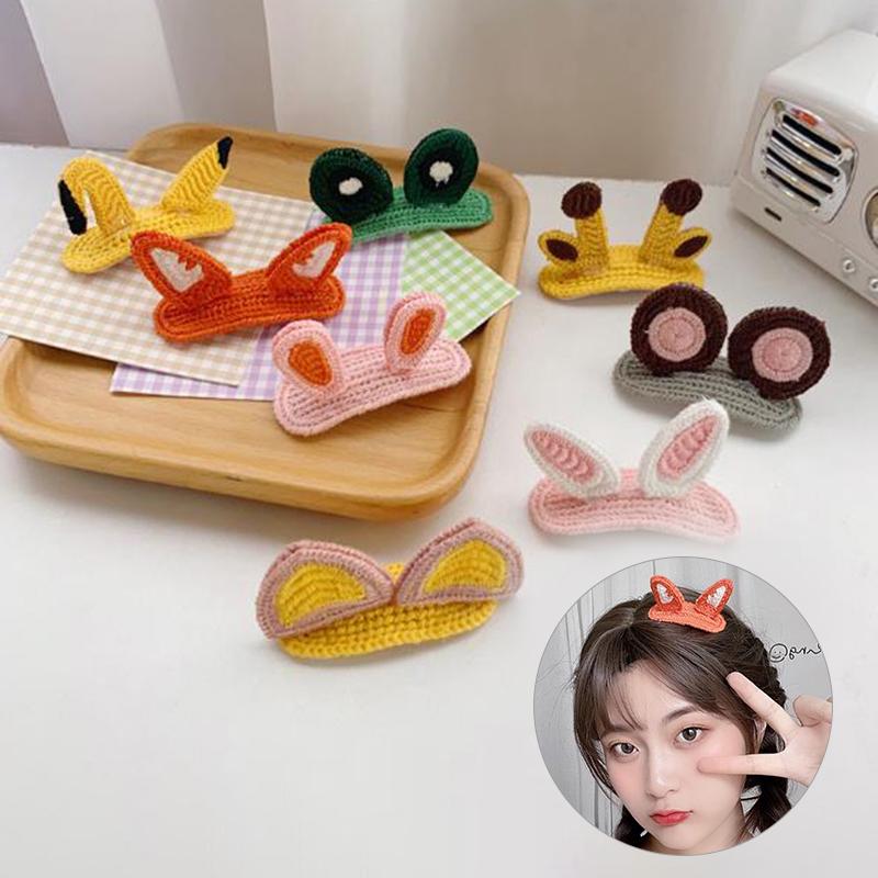 

1PC Korean Cute Animal 3D Wool Knitted Hairpin Sweet Ears Hairclips Hair Accessories