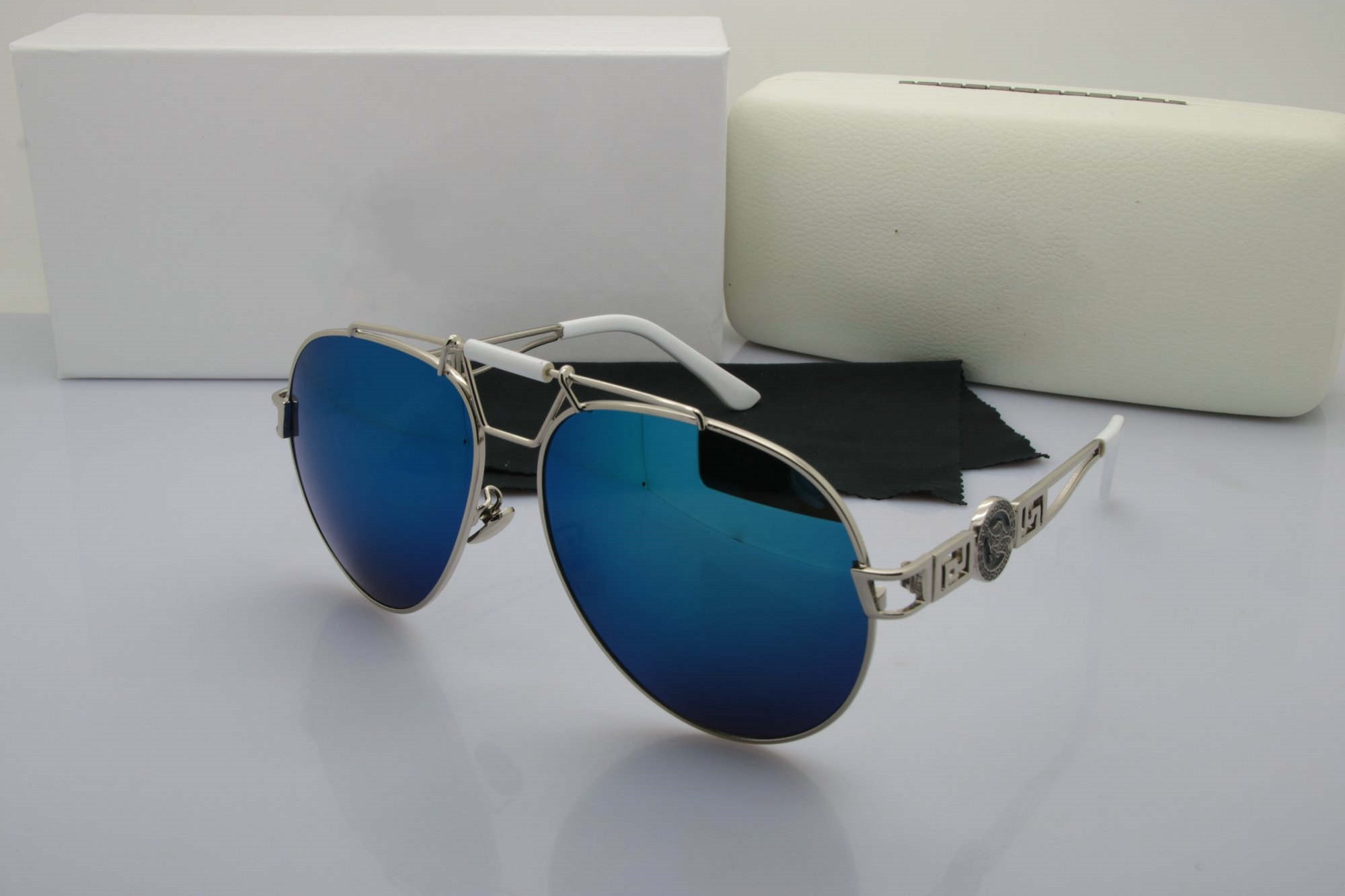 reahah Luxury-High Quality Classic Pilot Sunglasses Designer Brand Mens Womens Sun Glasses Eyewear Gold Metal Green Glass Lenses Brown Cases