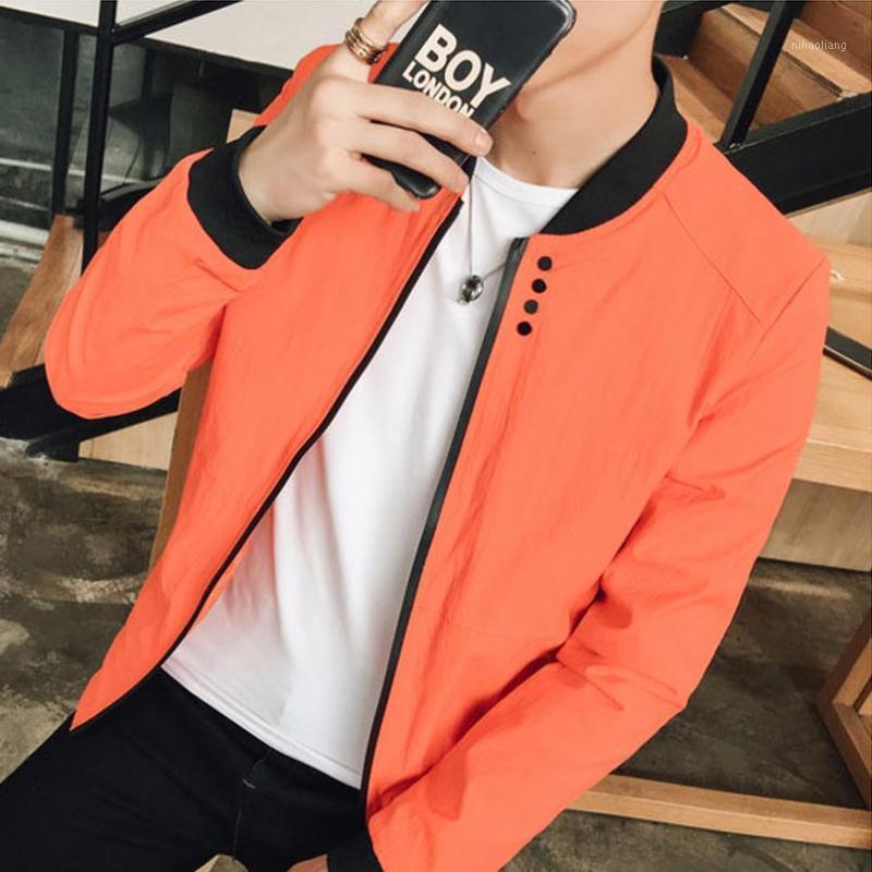 

2020 Spring Autumn High fashion Men's Casual Slim Jacket Black/Gray/White/Navy/Orange Solid Jackets High Quality -3XL1