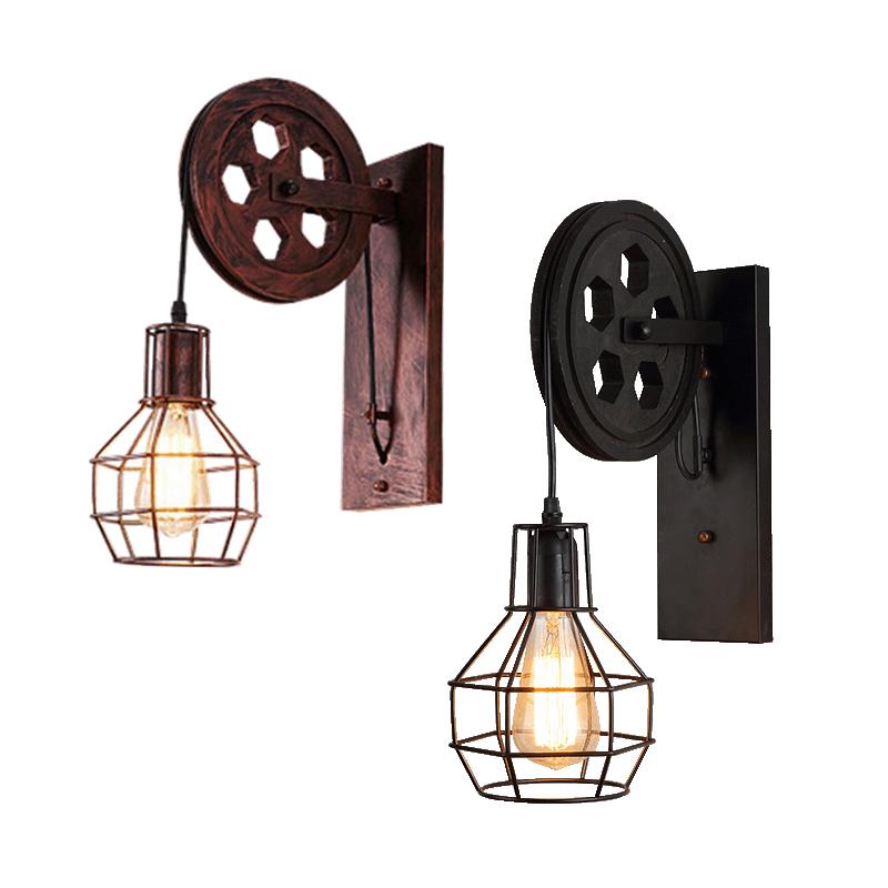

Loft industrial style retro decoration American creative personality cafe restaurant corridor aisle lift pulley wall lamp