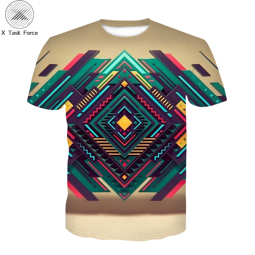

Summer men' casual breathable 3D printing T-shirt, men' and women' top T-shirt, Asian size, Beige