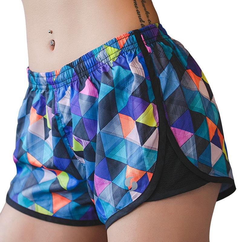 

Running Shorts Women 2 in 1 Sports Fitness Loose Shorts Polyester Lattice Camouflage Middlea Waist Quick Dry Workout Sportwear, Camouflage black